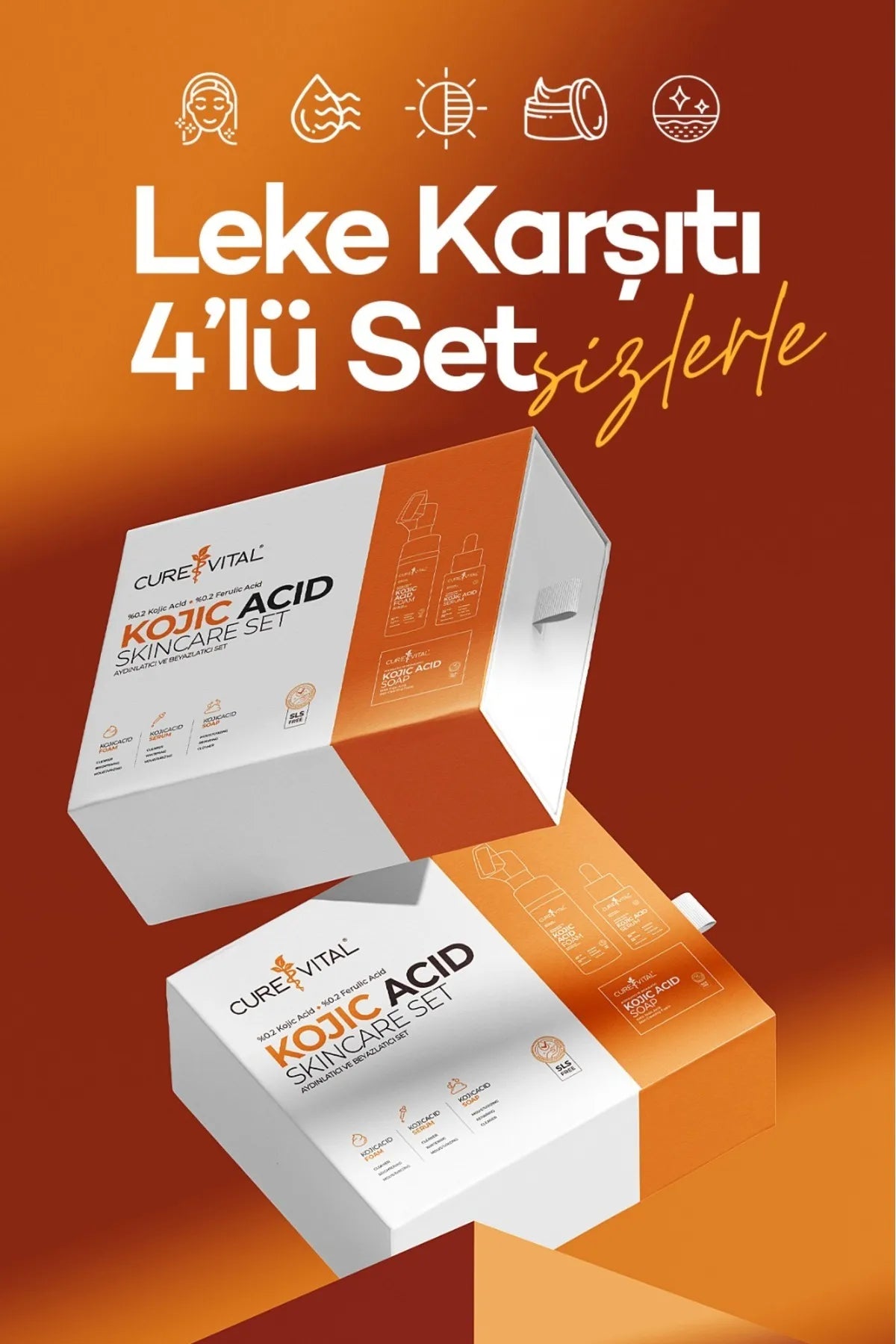 Kojik Asit & Zerdeçal Özü Leke Karşıtı,beyazlatıcı,aydınlatıcı Etkili 4'lü Set